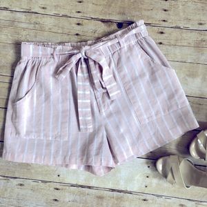 Nordstrom Striped Paper Bag Waist Shorts in Salmon with by OneTheLand